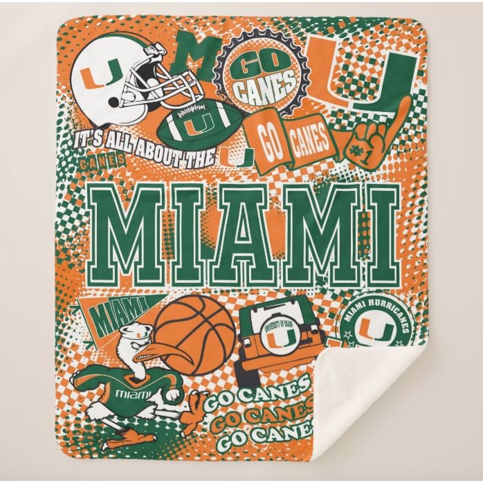 Collegiate Sherpa Blanket - Miami (Guys) - Home &amp; Lifestyle