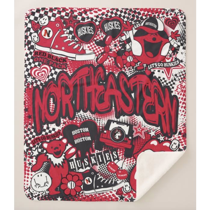 Collegiate Sherpa Blanket - Northeastern (Girls) - Home &amp; Lifestyle
