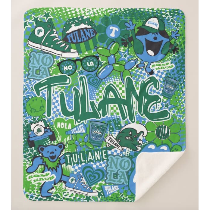 Collegiate Sherpa Blanket - Tulane (Girls) - Home &amp; Lifestyle