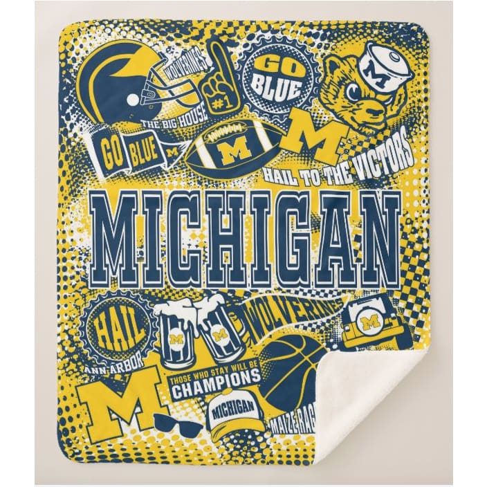 Collegiate Sherpa Blanket - University of Michigan (Guys) - Home &amp; Lifestyle