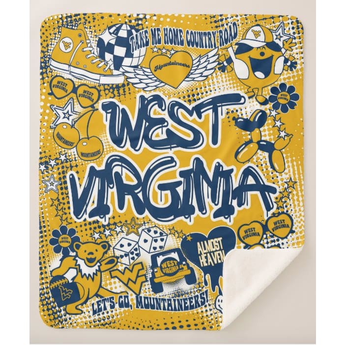 Collegiate Sherpa Blanket - West Virginia (Girls) - Home &amp; Lifestyle