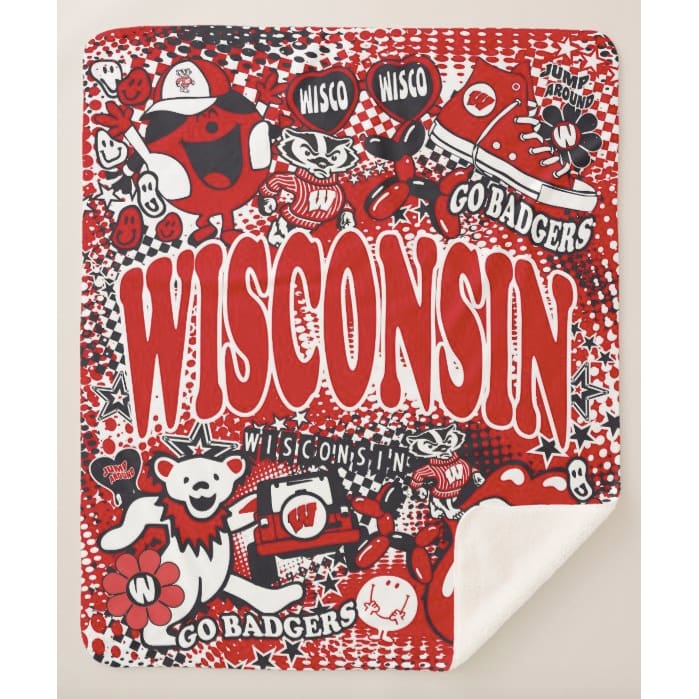 Collegiate Sherpa Blanket - Wisconsin (Girls) - Home &amp; Lifestyle