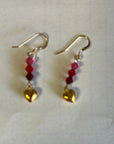 Crystal Earrings - Gold Heart w/ Trio of Crystals - Jewelry & Accessories