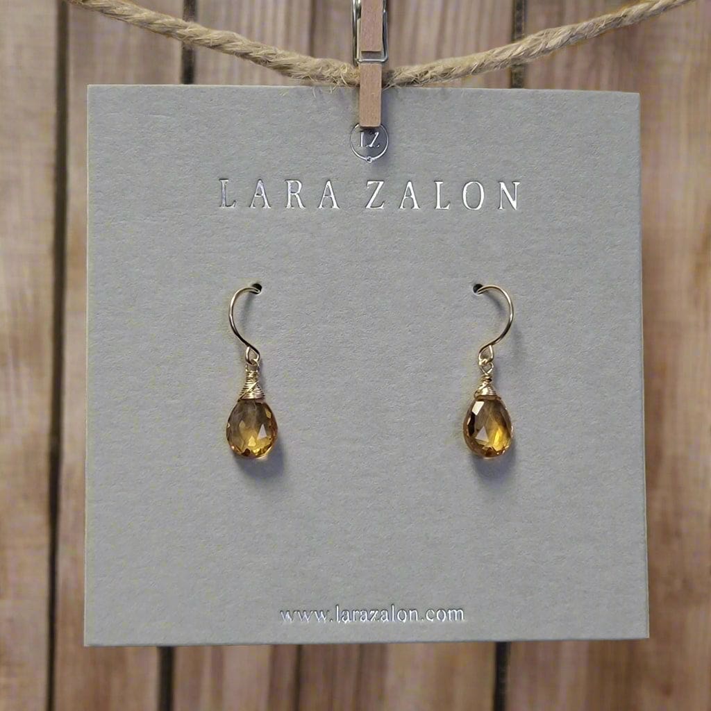 Earrings - Single Gemstone Wrap - Gold Fill - Citrine Pear Medium