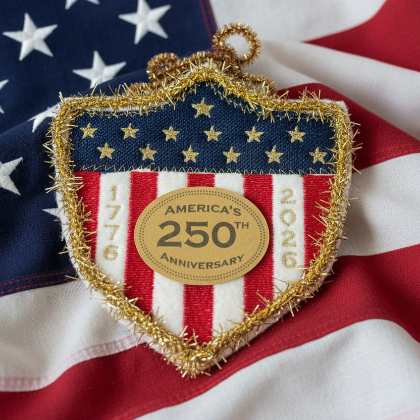 Embroidered USA 250th Anniversary Shield - Apparel &amp; Accessories
