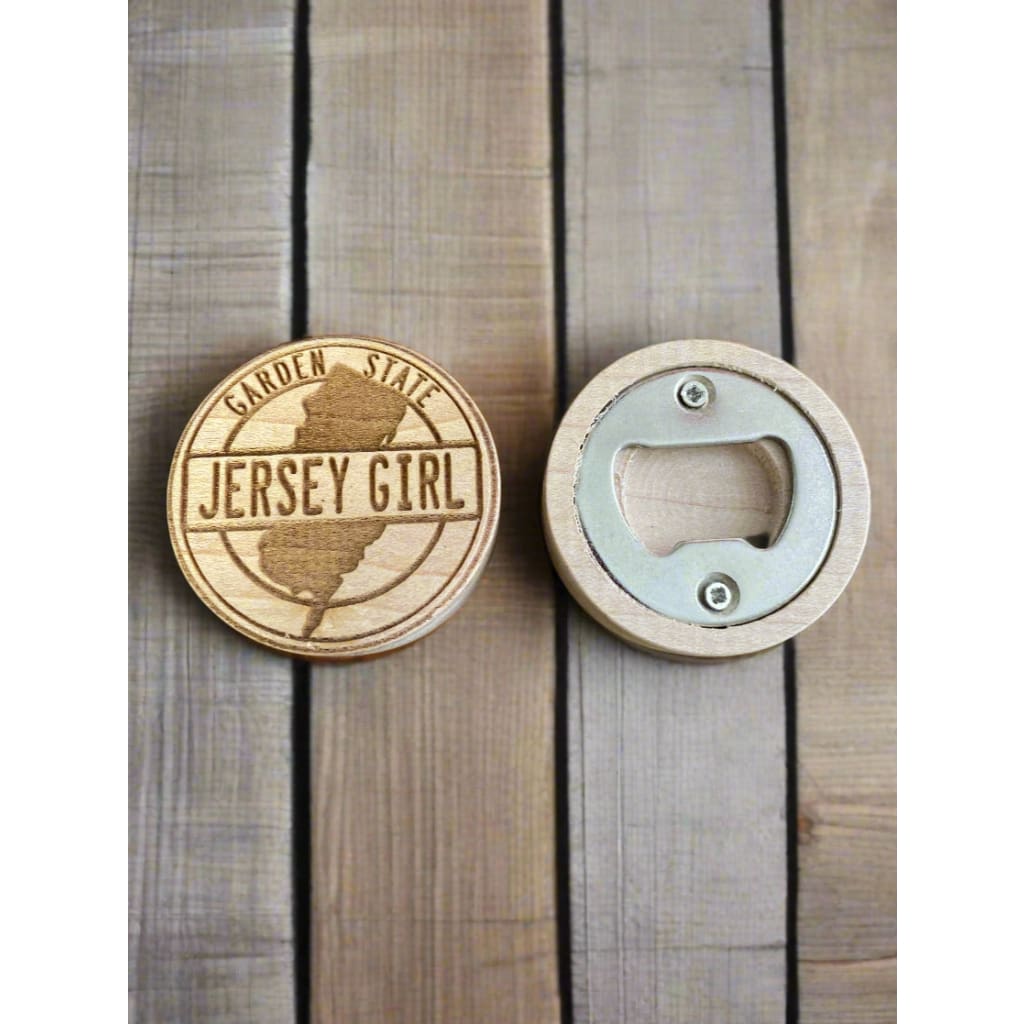 Engraved Disk Bottle Openers - Jersey and Sports Themed - Jersey Girl - Home & Lifestyle