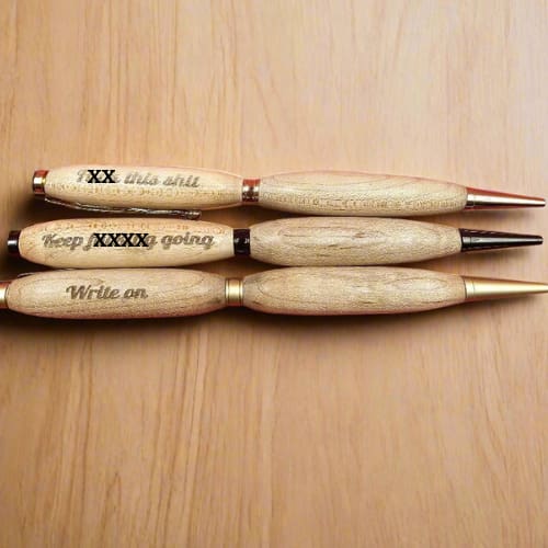 Engraved Hand-Turned Wood Pens