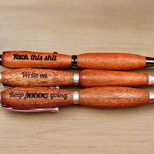 Engraved Hand-Turned Wood Pens
