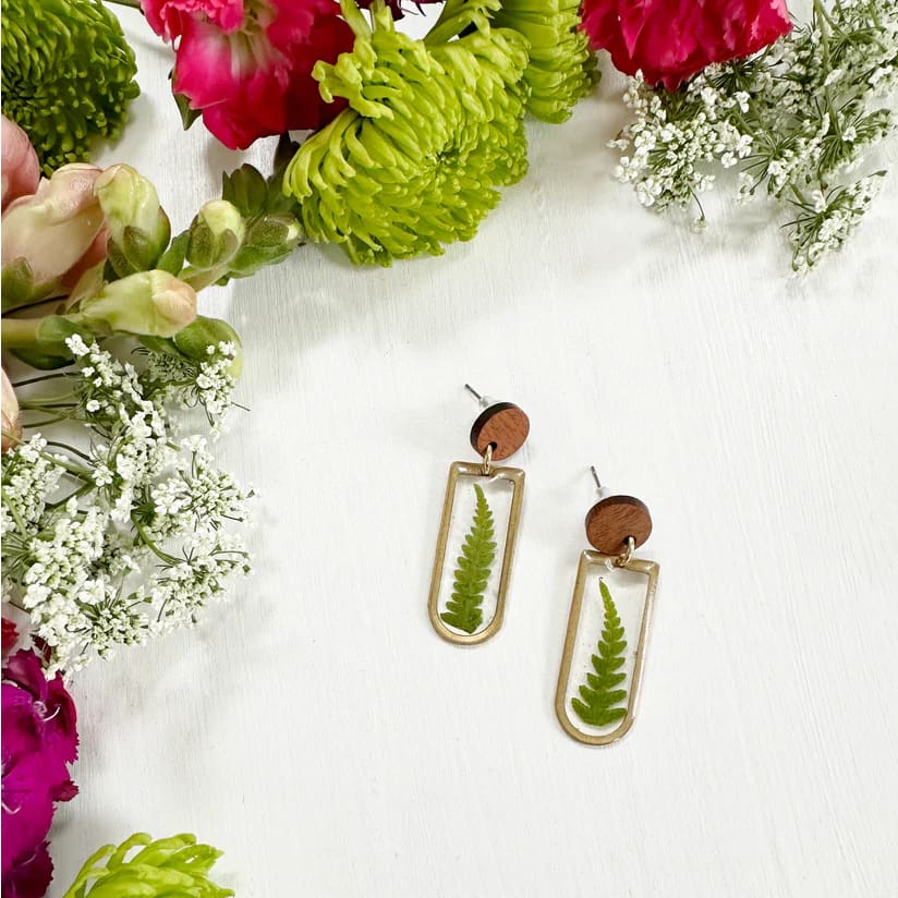 Fern and Wood Earrings - Jewelry