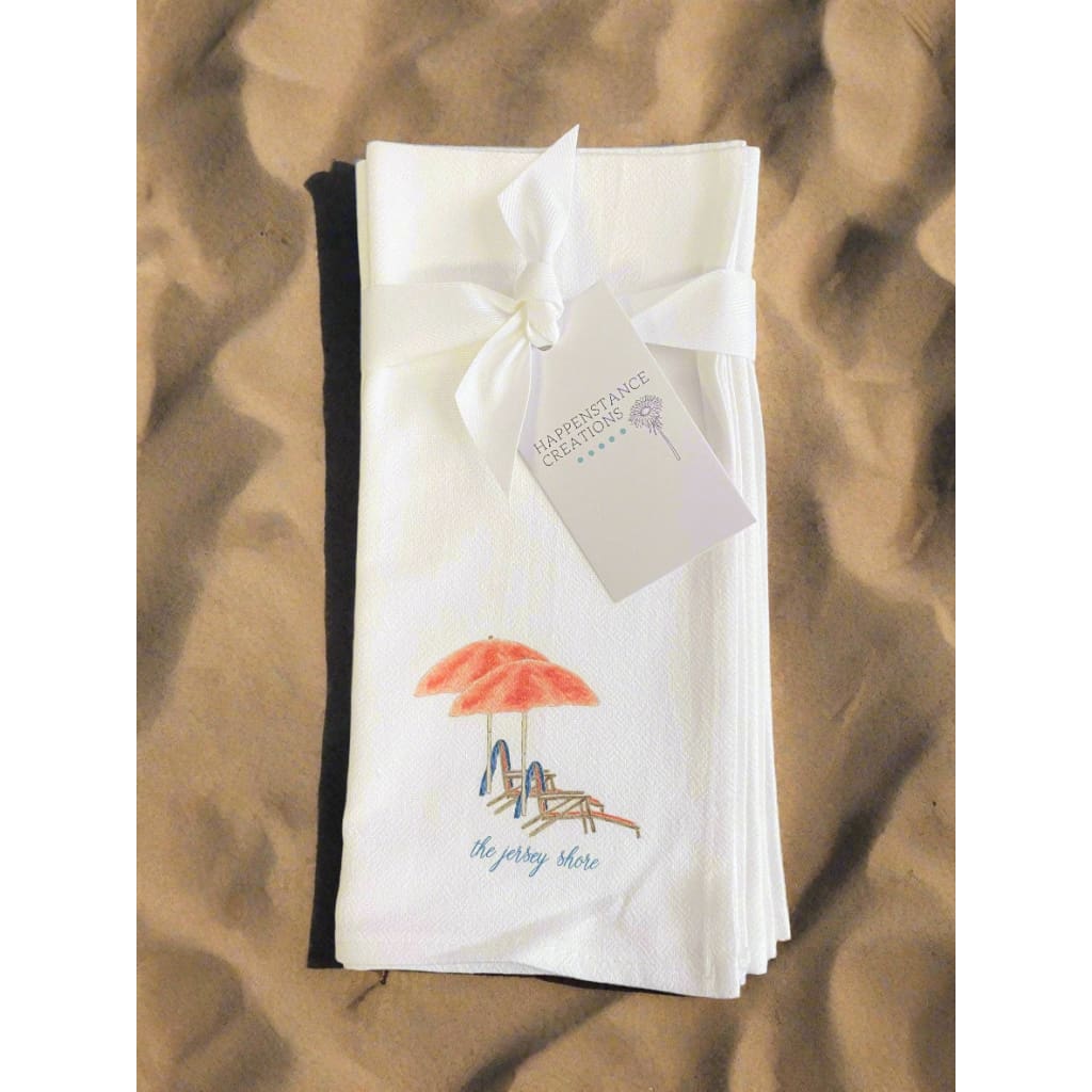 Flour Sack Napkins - Set of 2 - Beach Umbrellas & Chairs - Home & Lifestyle