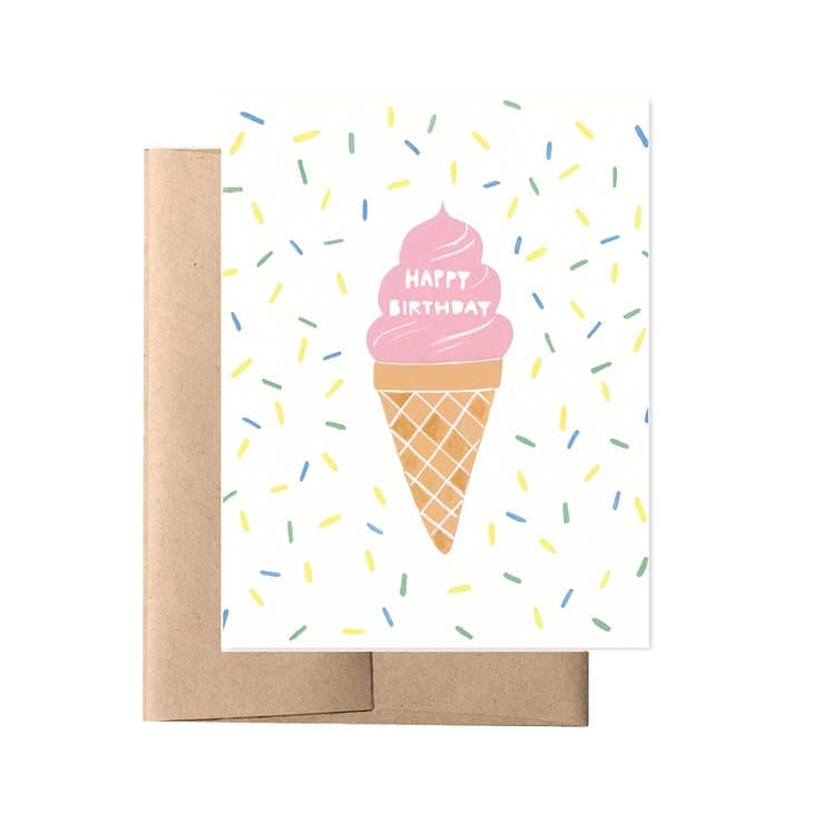 Forage Paper Co. Single Greeting Cards - Birthday - Ice Cream Cone