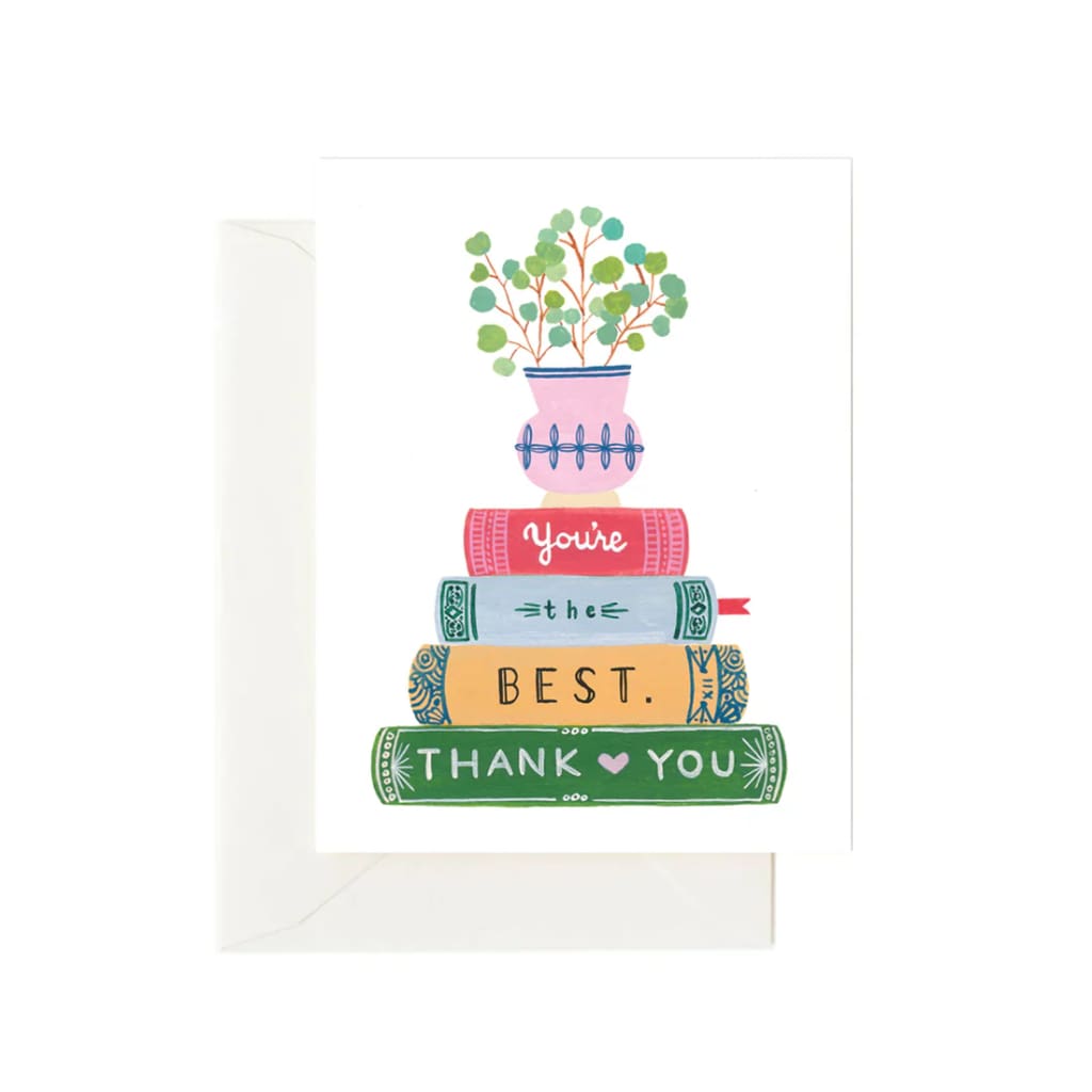 Forage Paper Co. Single Greeting Cards - Thank You - Stack of Books