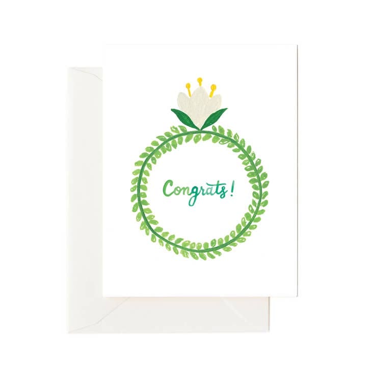 Forage Paper Co. Single Greeting Cards - Wedding/Engagement - Flower Ring Congrats