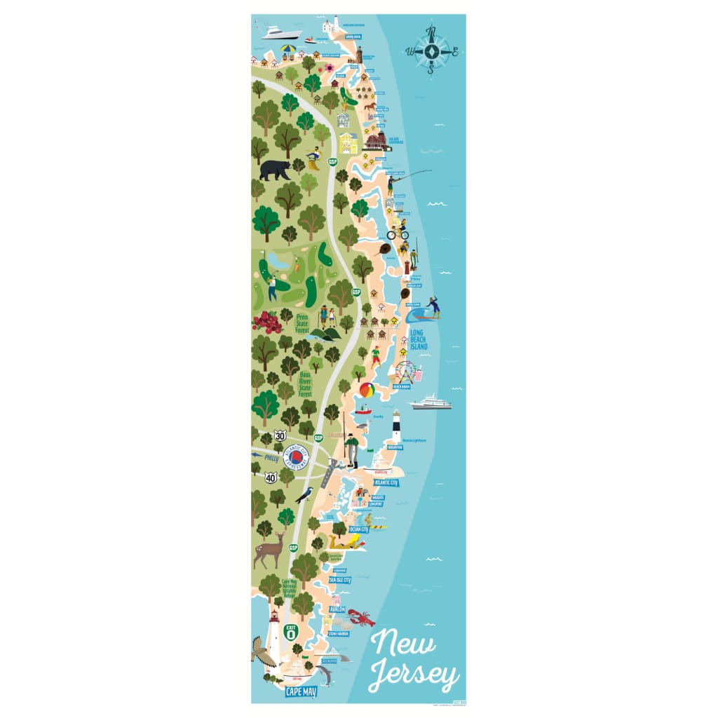 Giclee Print 12’’ x 36’’ Unframed - NJ Shore Illustration - Prints & Artwork