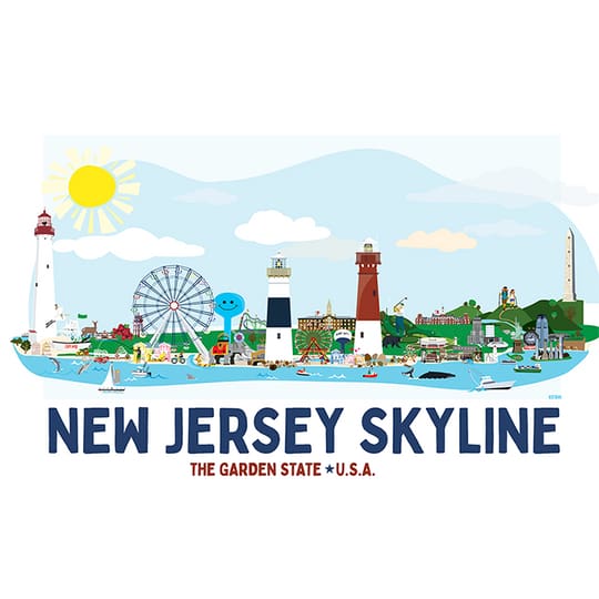 Giclee Print 12’’ x 36’’ Unframed - NJ Skyline Illustration - Prints & Artwork
