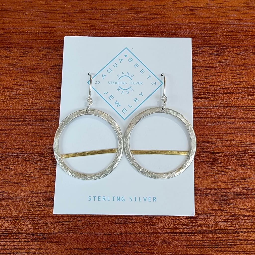Glass Half Empty Earrings - Large 1 1/16’’ with Brass - Jewelry & Accessories