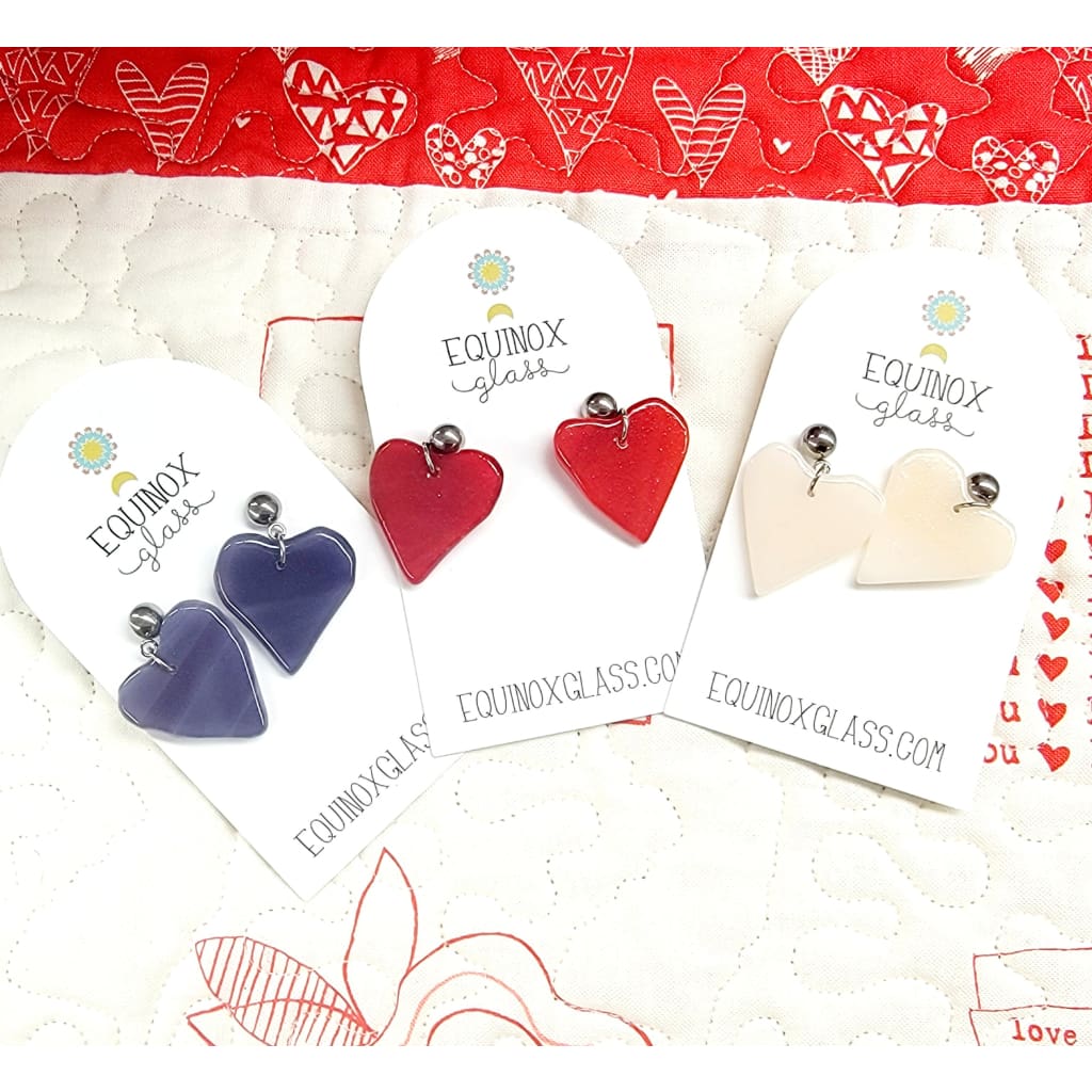 Glass Heart Earrings - Jewelry