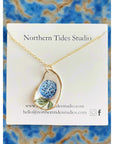 Hand-Painted Coastal Hydrangea Oyster Necklaces - Jewelry