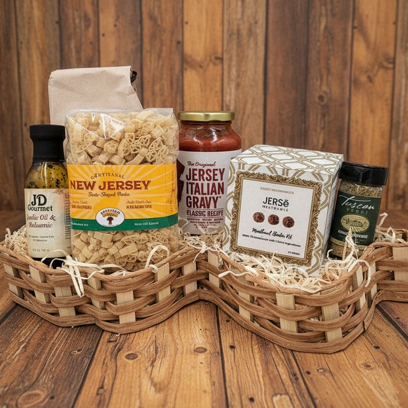 Italian Sampler Gift Basket/Box - NJ Shaped Basket - Local Goods Gift Boxes