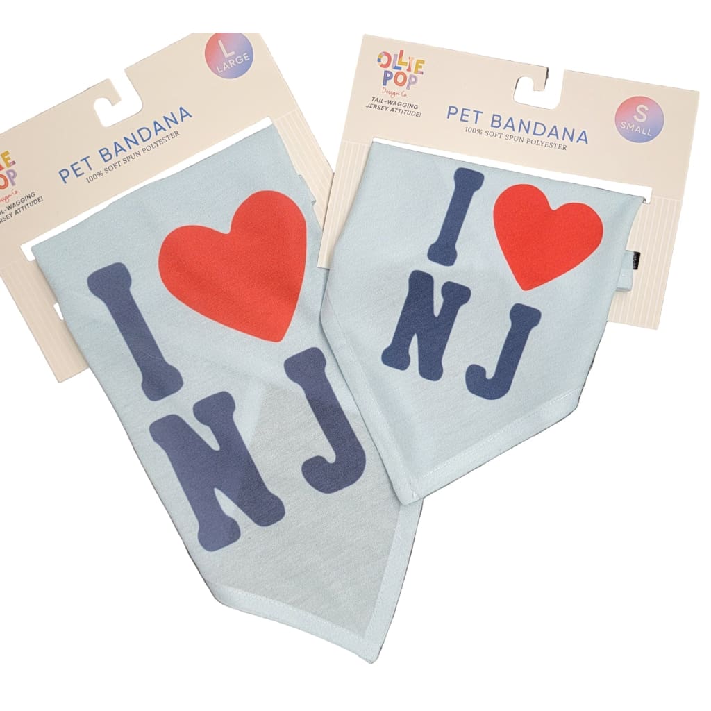 Jersey Dog Bandanas - I (heart) NJ / Small