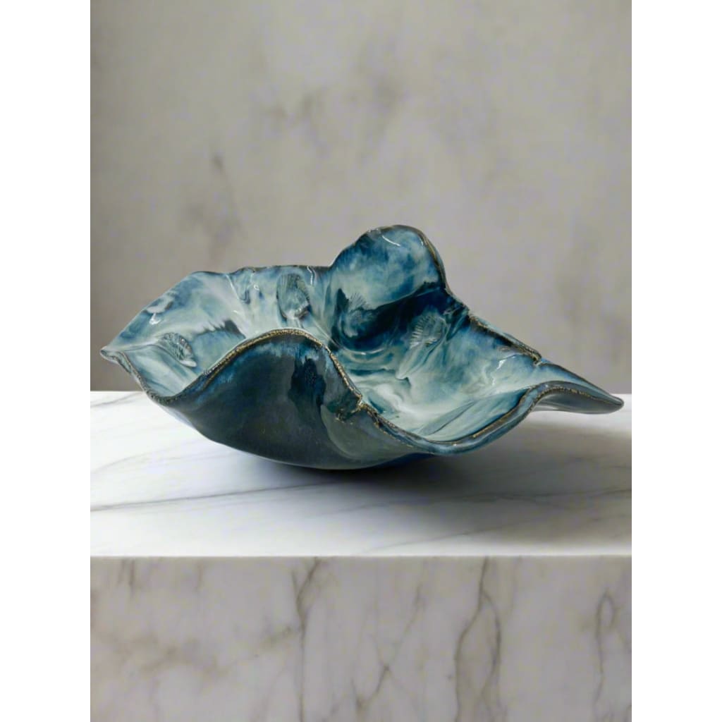 Large Wavy Blue Bowl - Home & Garden