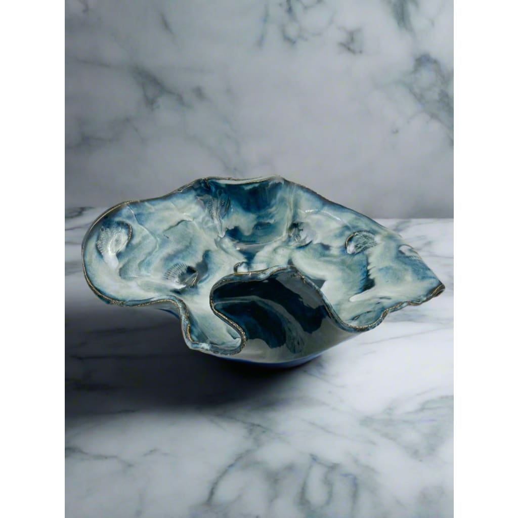 Large Wavy Blue Bowl - Home & Garden
