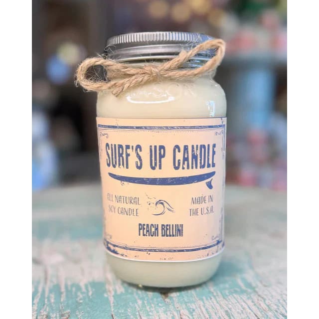 Mason Jar Soy Candle 16 oz. - Peach Bellini - Home & Lifestyle