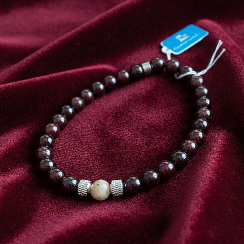 Men’s Beach Sand Bracelet - Garnet Stone - Jewelry