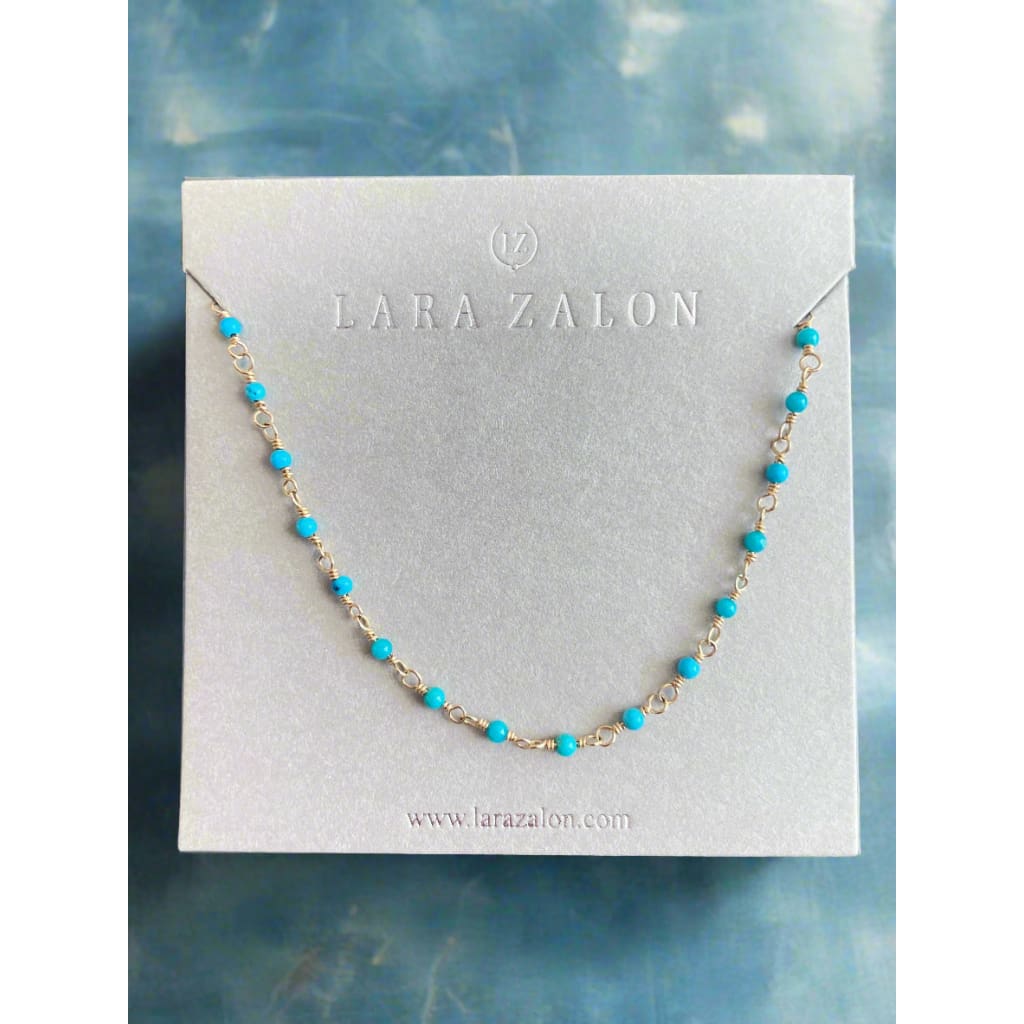 Necklace - Pigtail Wraps - Gold Fill - Tiny Turquoise Beads