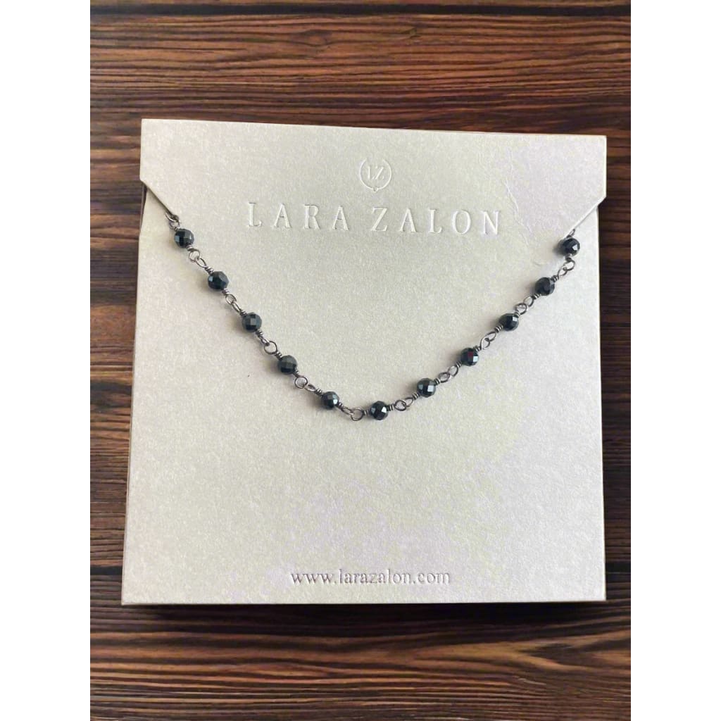 Necklace - Pigtail Wraps - Oxidized Sterling Silver with Black Onyx