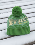 New Jersey Hats with Pom Pom - Green Stripes