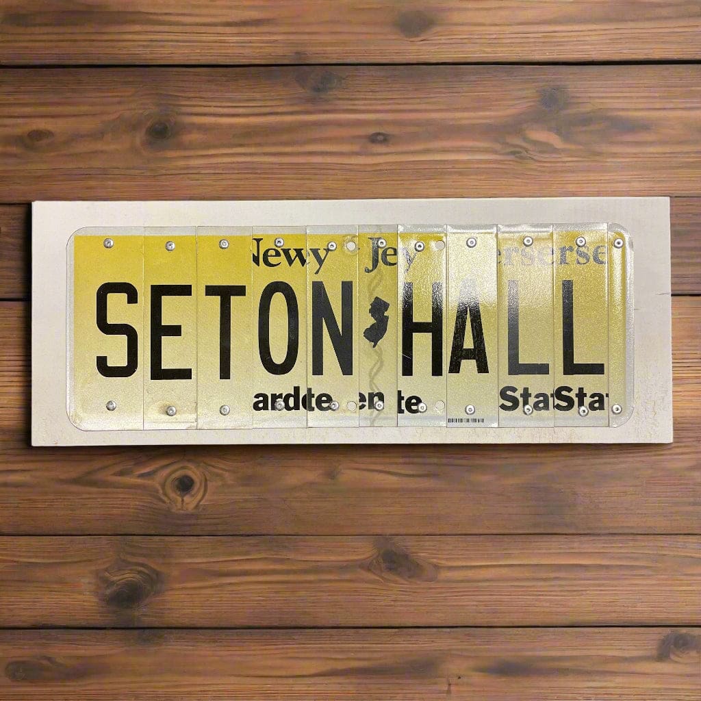 NJ College License Plate Sign on Wood - Seton Hall - Home & Lifestyle