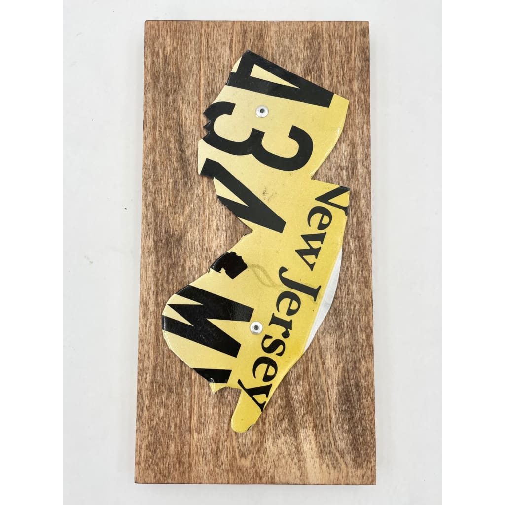 NJ License Plate Wall Hanging - Stained - Home & Lifestyle