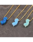 NJ Opal Charm Necklace - Gold / Blue