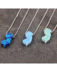 NJ Opal Charm Necklace - Silver / Blue