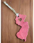 NJ Ornament with Heart Cutout - Red