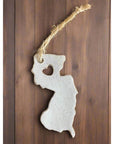 NJ Ornament with Heart Cutout - White