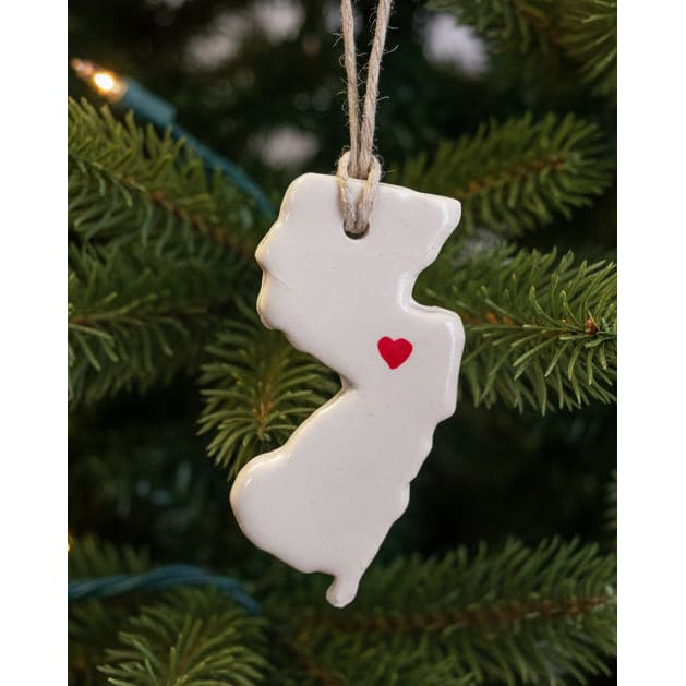 NJ Ornaments Large - Red Hearts - Pottery