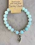 NJ Sand Beaded Gemstone Bracelet - NJ Charm - Amazonite