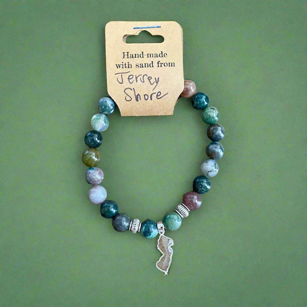 NJ Sand Beaded Gemstone Bracelet - NJ Charm - Fancy Jasper