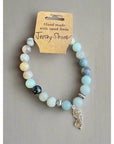 NJ Sand Beaded Gemstone Bracelet - NJ Charm - Flower Amazonite