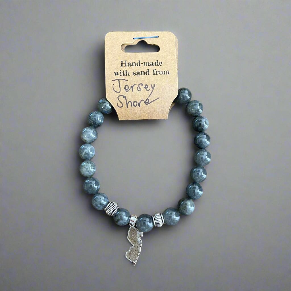 NJ Sand Beaded Gemstone Bracelet - NJ Charm - Labradorite