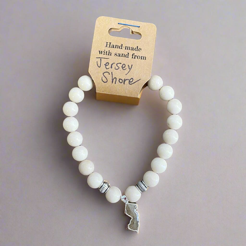 NJ Sand Beaded Gemstone Bracelet - NJ Charm - Riverstone