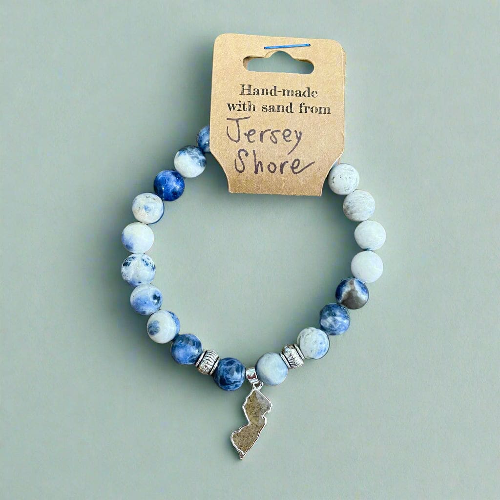 NJ Sand Beaded Gemstone Bracelet - NJ Charm - Sodalite