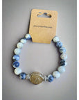 NJ Sand Beaded Gemstone Bracelet - Round Charm - Sodalite - Jewelry & Accessories