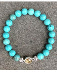 NJ Sand Beaded Gemstone Bracelet - Square Charm - Turquoise Magnesite