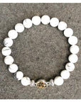 NJ Sand Beaded Gemstone Bracelet - Square Charm - White Howlite
