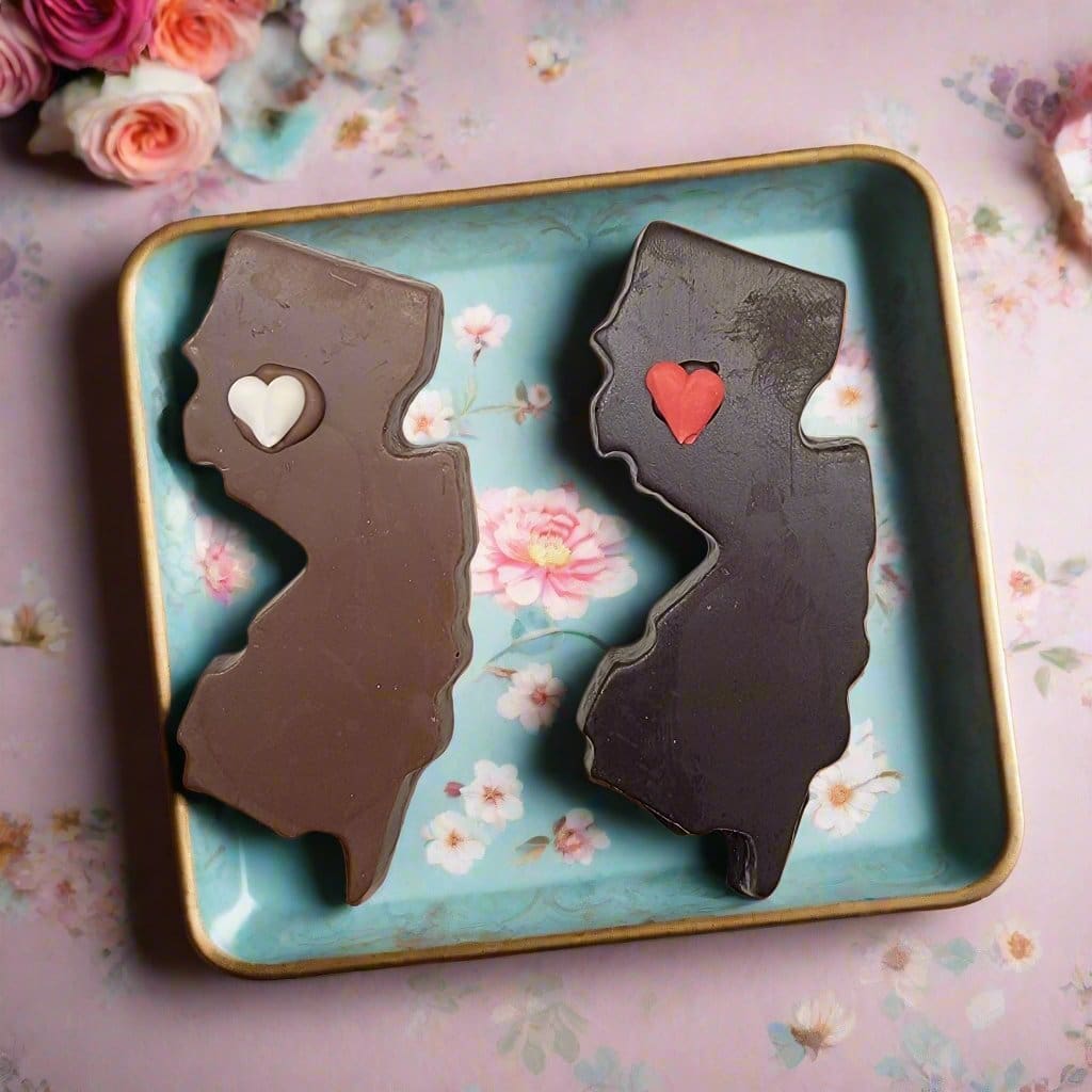 NJ Shaped Chocolate Bar with Heart