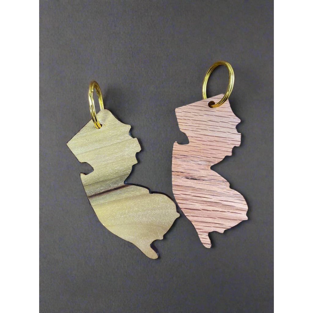 NJ-Shaped Wood Key Ring - Home & Lifestyle