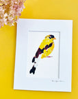NJ-Themed 8’’ x 10’’ Signed Matted Floral Prints - Floral Goldfinch - NJ State Bird - Prints & Artwork